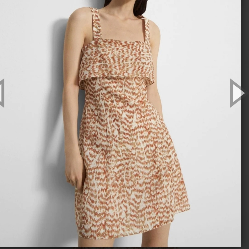 Theory Drape Fit And Flare Mini Dress in Dessert